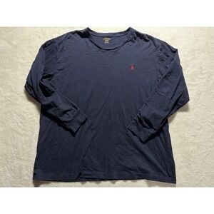 Polo Ralp Lauren Mens Long Sleeve T-Shirt w/ Logo Slim Fit Size XL Navy Blue